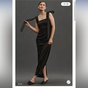 Reformation Black Maxi Dress with Bow Straps